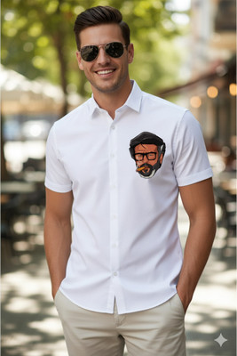 Siya Fashion Men Printed Casual White Shirt