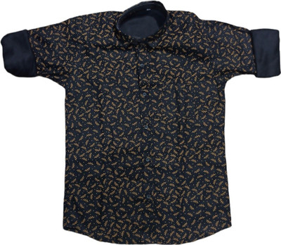 THE TINGGE Boys Printed Casual Blue Shirt