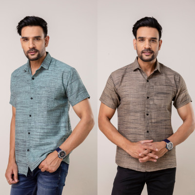 METRONAUT Men Solid Casual Multicolor Shirt(Pack of 2)