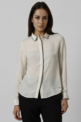 VAN HEUSEN Women Solid Formal Beige Shirt