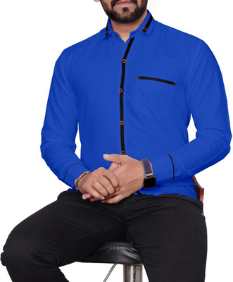 kia international Men Solid Formal Blue Shirt