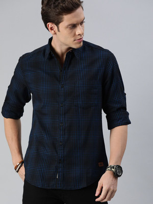 Roadster Men Checkered Casual Blue Shirt