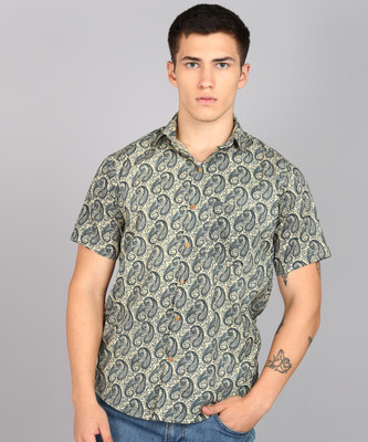 Blocks Of India Men Printed Casual Grey, Yellow Shirt