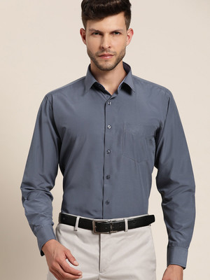 Hancock Men Solid Formal Blue Shirt