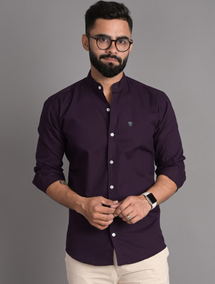 FUBAR Men Solid Casual Purple Shirt