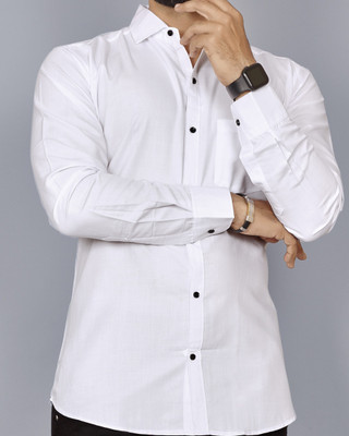 Refresh Men Solid Formal White Shirt