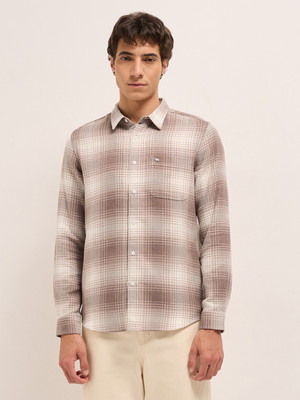 THE BEAR HOUSE Men Checkered Casual Brown, Beige Shirt
