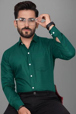 Road Rider Men Solid Formal Dark Green Shirt