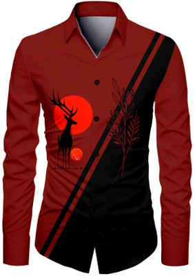 JRKENTERPRISE Men Printed Casual Maroon Shirt