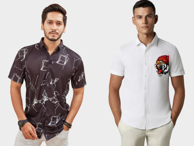 Emporium Men Printed Casual Purple Shirt(Pack of 2)