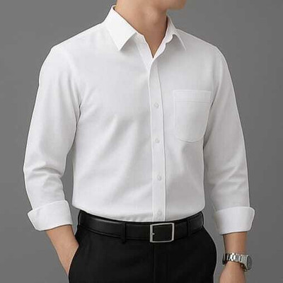 HoneyTots Men Solid Formal White Shirt