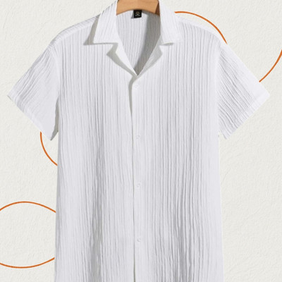 A Dearise Trend Men Self Design Casual White Shirt