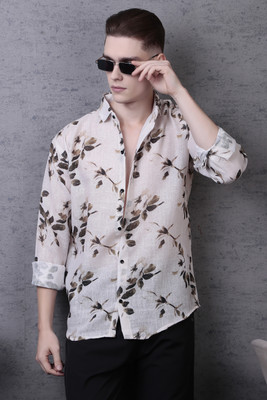 Tater Men Floral Print Casual White Shirt