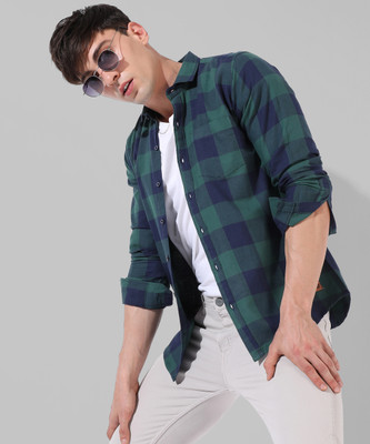 CAMPUS SUTRA Men Solid Casual Green Shirt