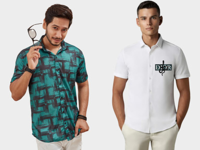 DADA IMPEX Men Printed Casual Green Shirt(Pack of 2)