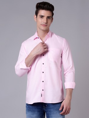 JUHIL BAZAR Men Solid Casual Pink Shirt