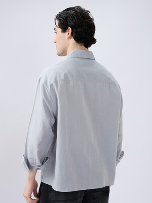 VASTRADO Men Solid Casual Grey Shirt