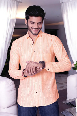 GCFAB Men Printed Casual Orange Shirt