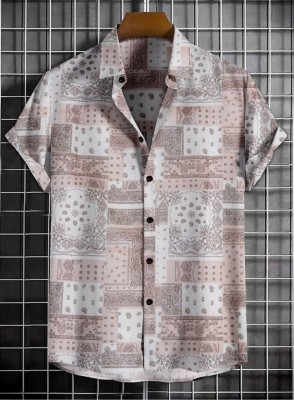 ALVIN ENTERPRISE Men Printed Casual White, Pink Shirt