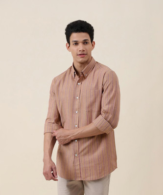 Fabindia Men Striped Casual Brown Shirt