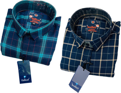 Vellical Men Checkered Casual Multicolor Shirt(Pack of 2)