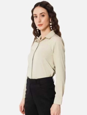 SEE FASHIONES Women Solid Casual Beige Shirt