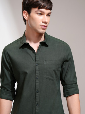 KETCH Men Solid Casual Green Shirt