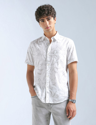 FLYING MACHINE Men Printed Casual White Shirt
