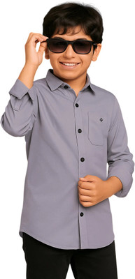 jabak creation Boys Solid Casual Grey Shirt