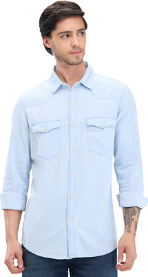 Spykar Men Solid Casual Blue Shirt