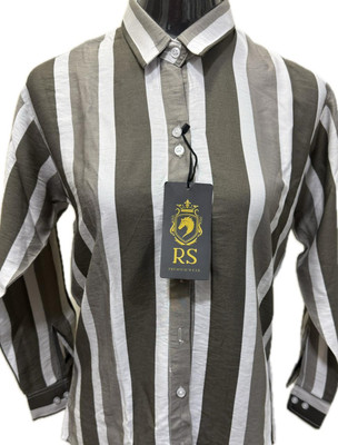 RS FASHION Women Striped Casual Brown Shirt