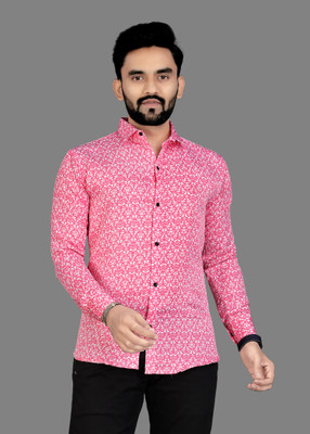 DISHANK CREATION Men Printed Casual Pink Shirt