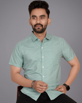 METRONAUT Men Printed Casual Green Shirt