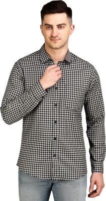 Apuesto Men Checkered Casual Black, White Shirt