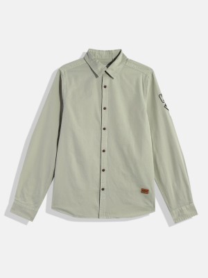 UTH by Roadster Boys Solid Casual Green Shirt