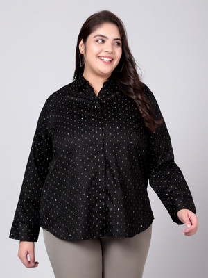 indietoga Women Printed Formal Black Shirt