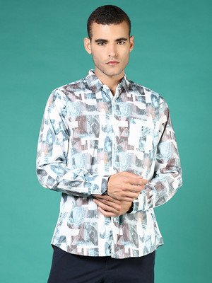 V-MART Men Printed Casual Grey Shirt