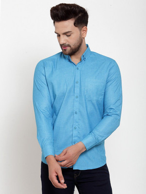 JAINISH Men Solid Casual Light Blue Shirt