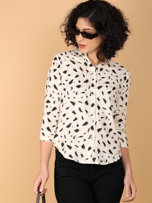 UNLIMITED Women Printed Casual White Shirt