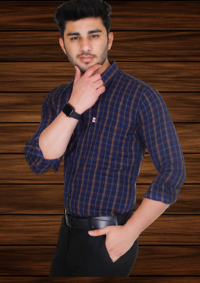 Arthz Fashion Men Checkered Casual Blue Shirt