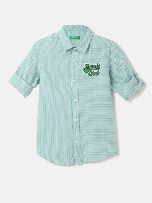 United Colors of Benetton Boys Striped Casual Blue Shirt