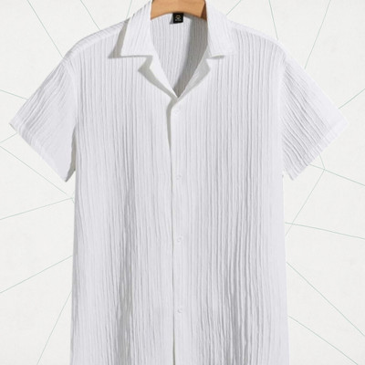 A Dearise Trend Men Self Design Casual White Shirt