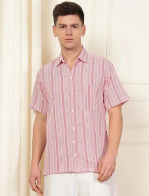 METRONAUT Men Striped Casual Pink Shirt