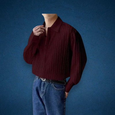 SHIVAY TREND Men Self Design Casual Maroon Shirt