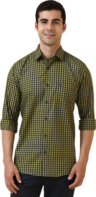 Allen Solly Men Checkered Casual Green, Black Shirt