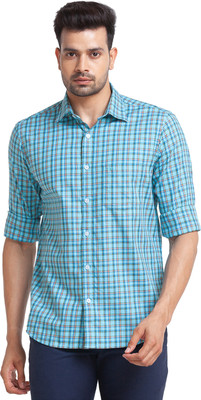 COLORPLUS Men Checkered Casual Blue Shirt