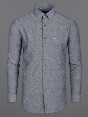 HOC Men Solid Casual Grey Shirt