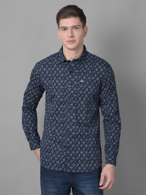 Canary London Men Printed Casual Dark Blue Shirt