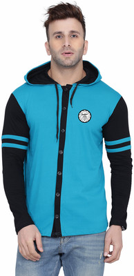 tfurnish Men Self Design Casual Black, Light Blue Shirt