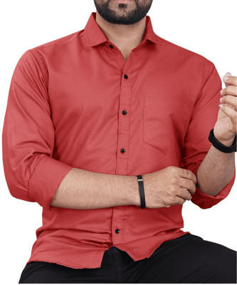 CLOSWIF CREATIONS Men Solid Casual Pink Shirt